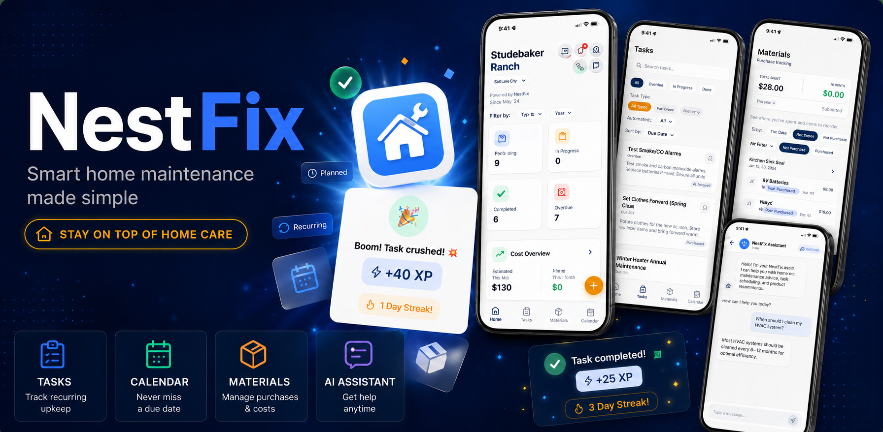 NestFix app features and mobile interface preview